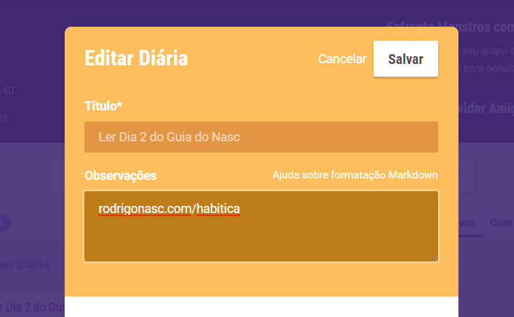 Pode colocar o link nas observações! No curso gratuito de 30 dias te ensino como colocar o link direto no nome da diária.